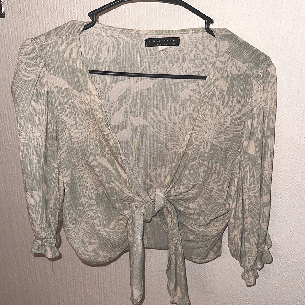 Final Touch front tie crop top blouse